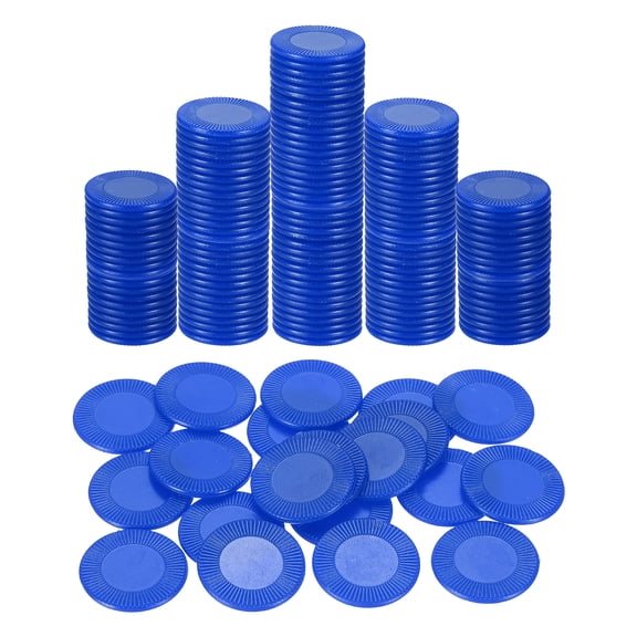 Uxcell 200 Pack Plastic Poker Chips, 22mm Mini Bingo Chips Learning Counters Counting Counters Disks Markers Opaque Game Tokens for Game Play Math Counting, Blue, Pattern