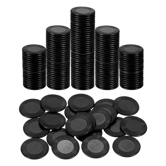 Uxcell 200 Pack Plastic Poker Chips, 22mm Mini Bingo Chips Learning Counters Counting Counters Disks Markers Opaque Game Tokens for Game Play Math Counting, Black, Pattern