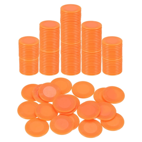 Uxcell 200 Pack Plastic Poker Chips, 22mm Mini Bingo Chips Learning Counters Counting Counters Disks Markers Opaque Game Tokens for Game Play Math Counting, Orange, Pattern