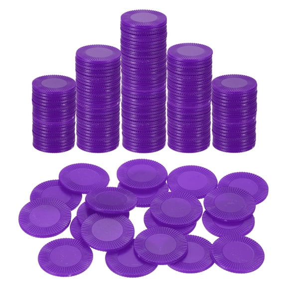 Uxcell 200 Pack Plastic Poker Chips, 25mm Mini Bingo Chips Learning Counters Counting Counters Disks Markers Opaque Game Tokens for Game Play Math Counting, Purple, Pattern