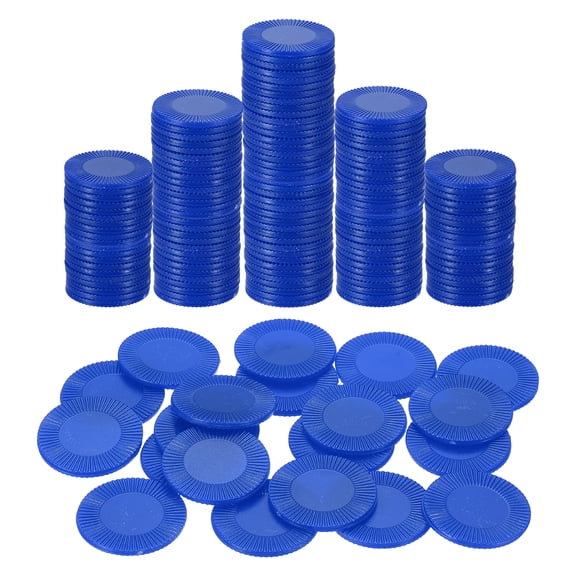 Uxcell 200 Pack Plastic Poker Chips, 25mm Mini Bingo Chips Learning Counters Counting Counters Disks Markers Opaque Game Tokens for Game Play Math Counting, Blue, Pattern
