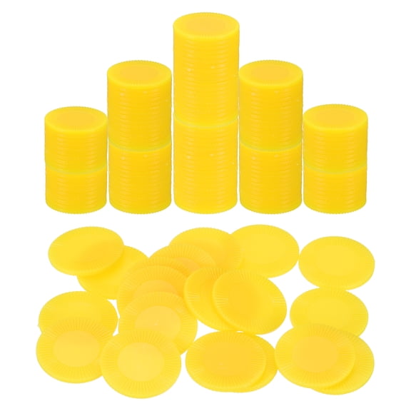 Uxcell 200 Pack Plastic Poker Chips, 25mm Mini Bingo Chips Learning Counters Counting Counters Disks Markers Opaque Game Tokens for Game Play Math Counting, Yellow, Pattern