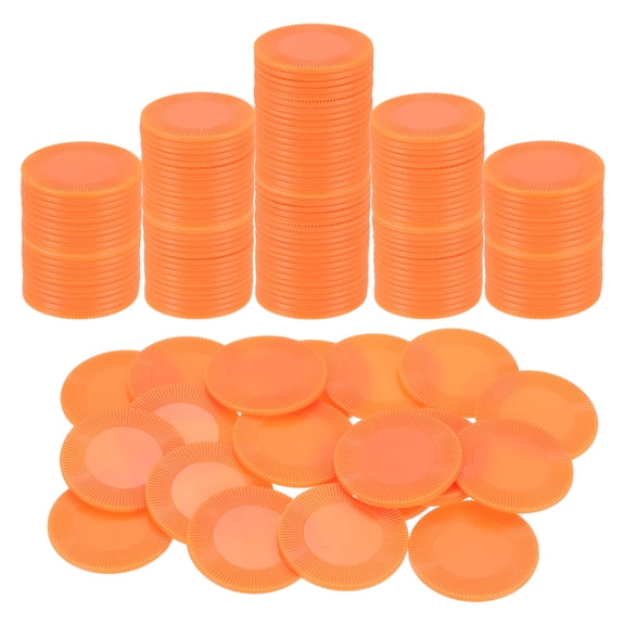 Uxcell 200 Pack Plastic Poker Chips, 38mm Mini Bingo Chips Learning Counters Counting Counters Disks Markers Opaque Game Tokens for Game Play Math Counting, Orange, Pattern