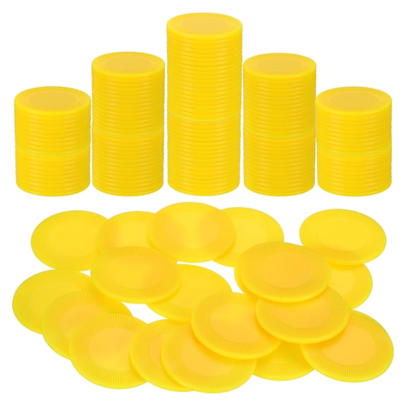 Uxcell 200 Pack Plastic Poker Chips, 38mm Mini Bingo Chips Learning Counters Counting Counters Disks Markers Opaque Game Tokens for Game Play Math Counting, Yellow, Pattern