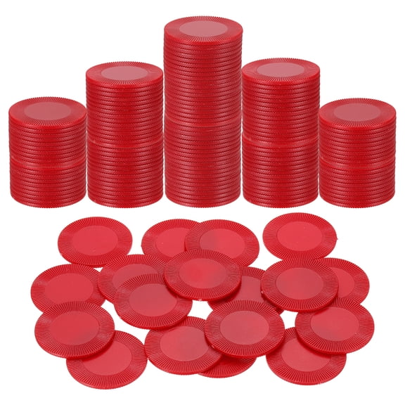 Uxcell 200 Pack Plastic Poker Chips, 38mm Mini Bingo Chips Learning Counters Counting Counters Disks Markers Opaque Game Tokens for Game Play Math Counting, Red, Pattern
