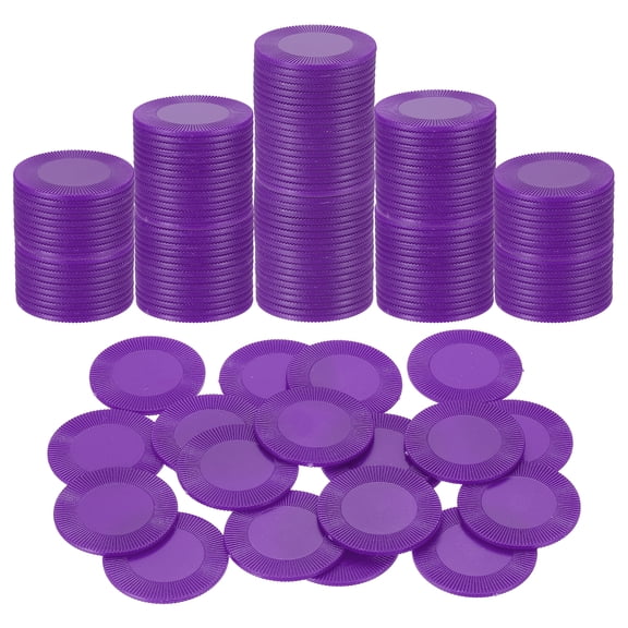 Uxcell 200 Pack Plastic Poker Chips, 38mm Mini Bingo Chips Learning Counters Counting Counters Disks Markers Opaque Game Tokens for Game Play Math Counting, Purple, Pattern