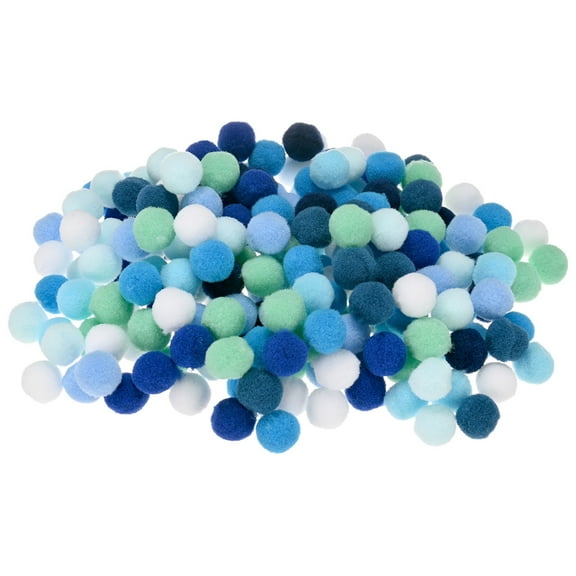 Uxcell 200-Pack Pom Poms for Craft, 0.59" (15mm) Polyester Blue Series Soft and Fluffy Pompom Multicolor PomPoms Balls
