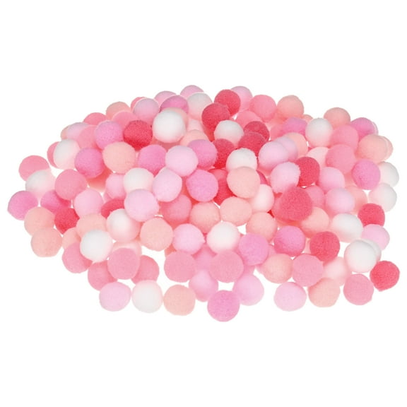 Uxcell 200-Pack Pom Poms for Craft, 0.59" (15mm) Polyester Pink Series Soft and Fluffy Pompom Multicolor PomPoms Balls