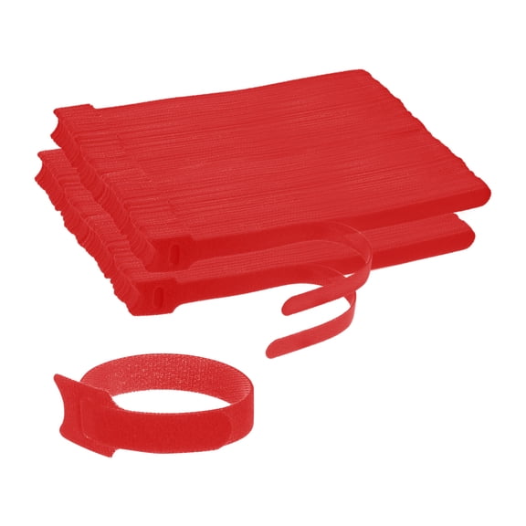 Uxcell 200-Pack Reusable Cable Ties 7.9 in Fastening Adjustable Hook and Loop Tie Wrap for Office, Red