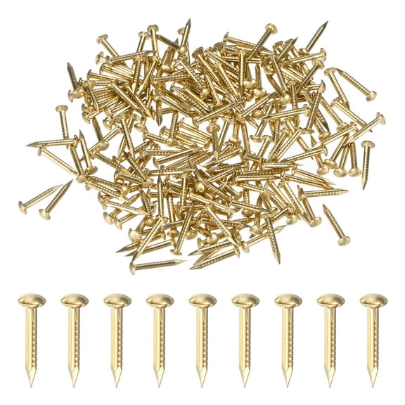 Uxcell 200-Pack Small Tiny Nails, 1.2mm x 10mm Brass Nails Hardware Round Head