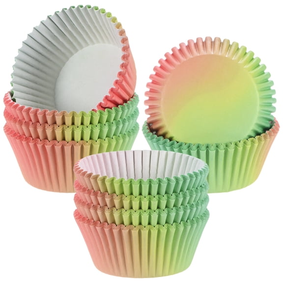 Uxcell 200-Pack Standard Cupcake Liners for Baking, Greaseproof Cupcake Wrappers for Wedding/Birthday/Party/Christmas[Red-green gradient]