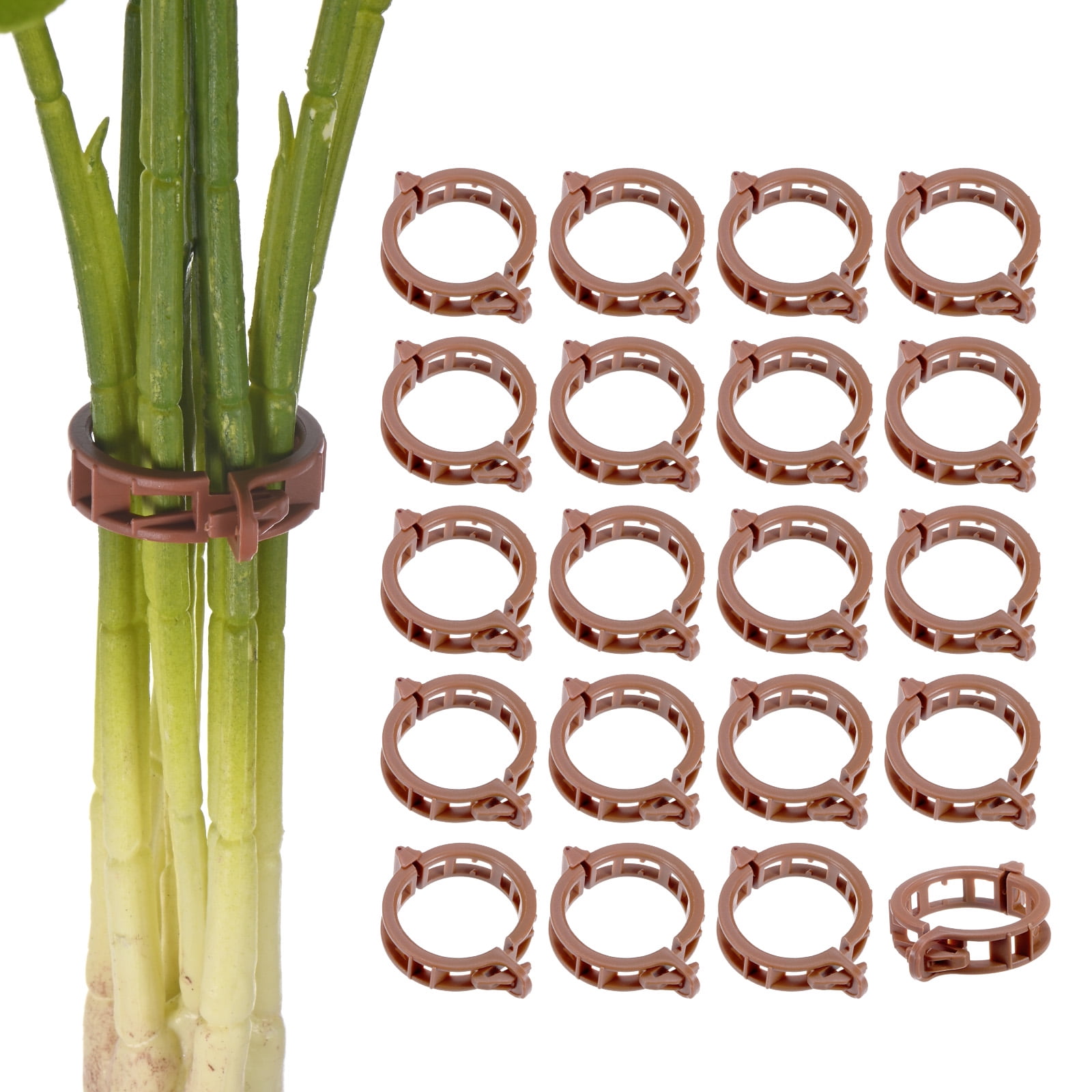 Uxcell 200-Pack Tomato Clips, Plastic Trellis Plant Support Clips, Reusable Garden Clips for Tomato/Grape/Vine Plants [Brown]