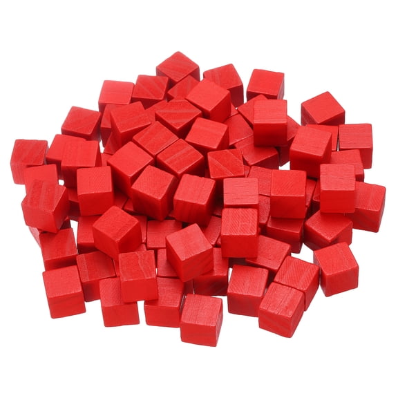 Uxcell 200 Pack Wood Blocks for Crafts, 1.5cm Unfinished Wood Cube Solid Wooden Blank Square Block for DIY Craft Projects Personalized Gifts, Red