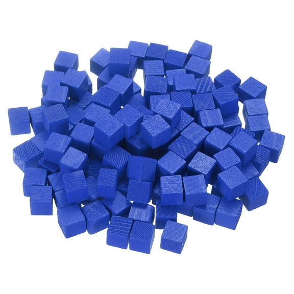 Uxcell 200 Pack Wood Blocks for Crafts, 1cm Unfinished Wood Cube Solid Wooden Blank Square Block for DIY Craft Projects Personalized Gifts, Blue