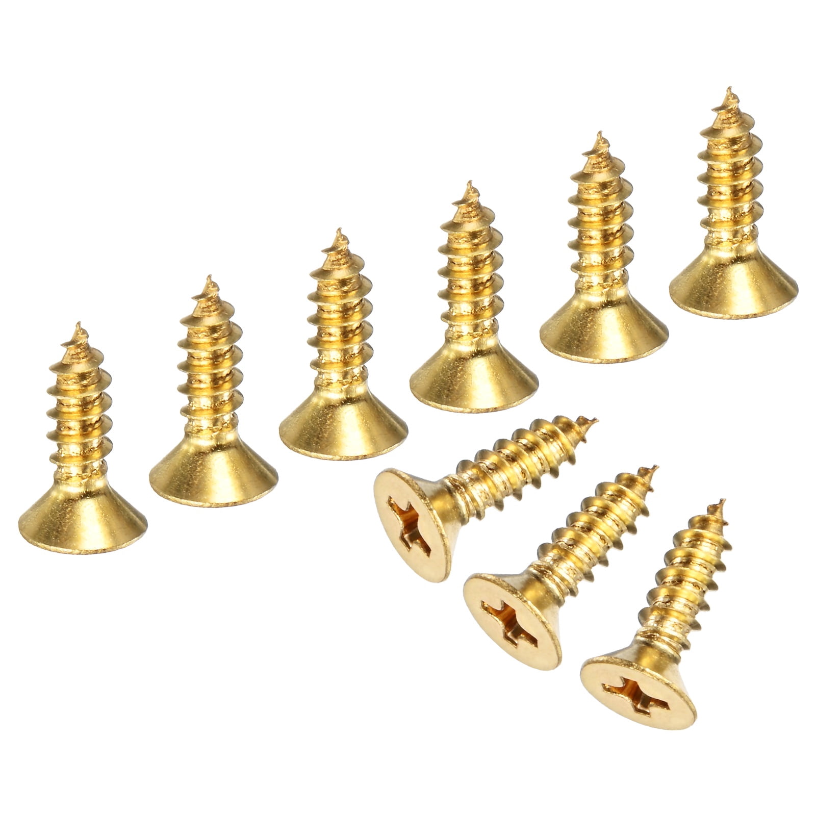 Uxcell 200-Pack Wood Screws, M4 x 12mm Brass Phillips Flat Head