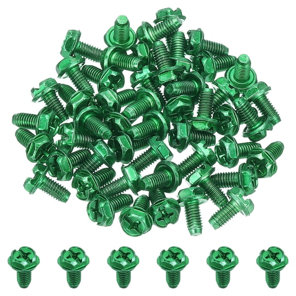 Uxcell 200 Pcs 10-32 x 3/8 Inch Hex Washer Head Grounding Screw,Slotted Hex Flanged Head