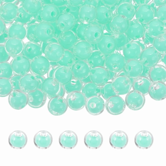 Uxcell 200 Pcs Acrylic Beads 0.08" Cute Beads for Bracelets Transparent Green