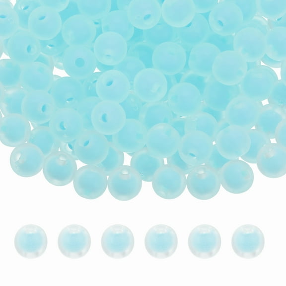 Uxcell 200 Pcs Acrylic Beads 0.08" Cute Beads for Bracelets Frosted Blue