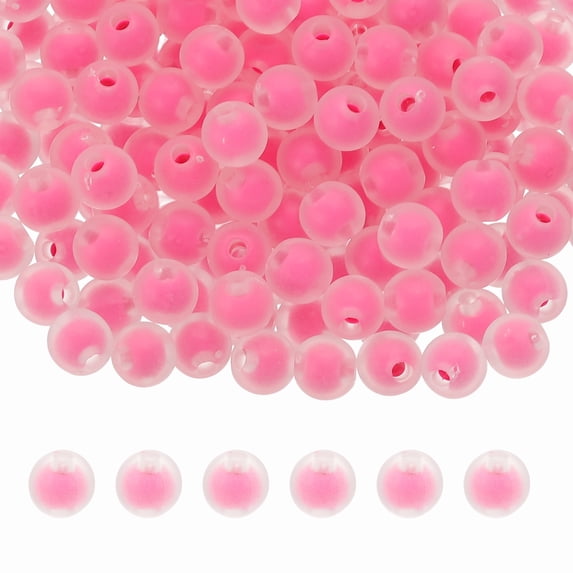 Uxcell 200 Pcs Acrylic Beads 0.08" Cute Beads for Bracelets Frosted Rose Red
