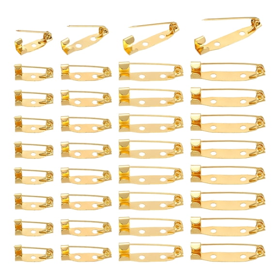 Uxcell 200 Pcs Brooch Pin Backs, Metal Bar Pins Backs Safety Clasp for DIY Crafts Name Tags Badges Corsage Jewelry Making(15/20/25/30mm, Gold)