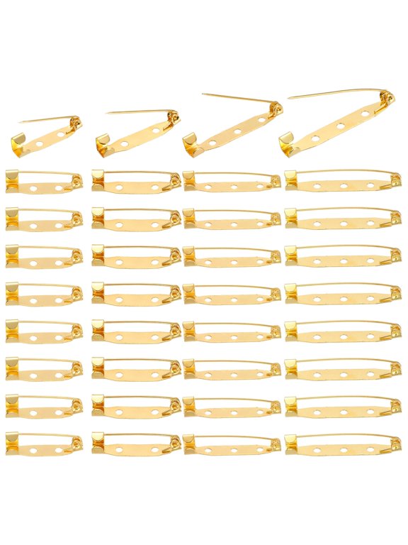 200 Pcs Brooch Pin Backs, Metal Bar Pins Backs Safety Clasp for DIY Crafts Name Tags Badges Corsage Jewelry Making(25/30/35/40mm, Gold)