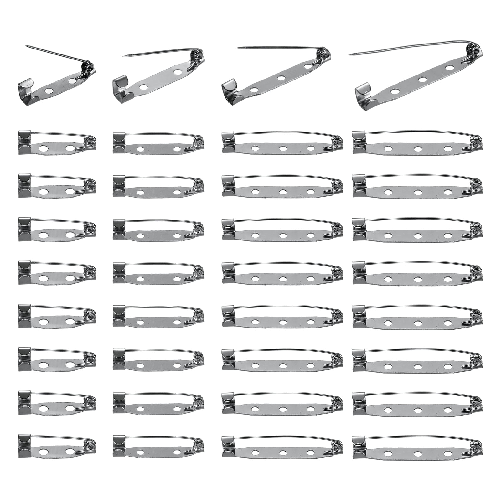 Uxcell 200 Pcs Brooch Pin Backs, Metal Bar Pins Backs Safety Clasp for DIY Crafts Name Tags Badges Corsage Jewelry Making(25/30/35/40mm, Grey)