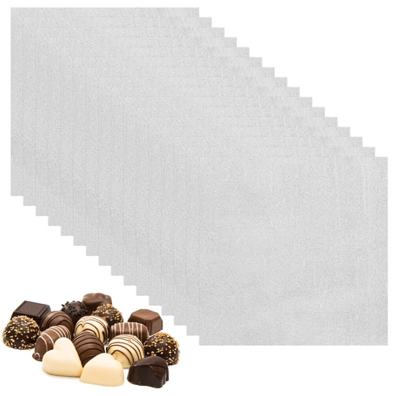 Uxcell 200 Pcs Candy Foil Wrappers, 3.1 x 3.1 Inch Aluminium Foil Chocolate Bar Square Wrappers for Tea Brownies DIY Packaging Wedding Party Decoration, Silver (Orange Peel)