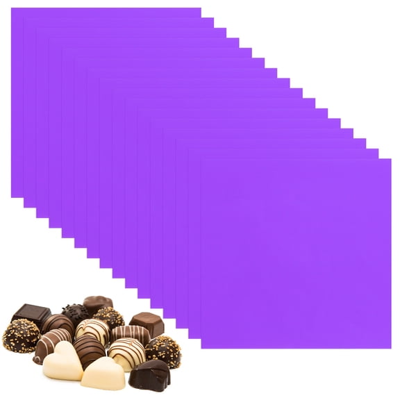 Uxcell 200 Pcs Candy Foil Wrappers, 4.7 x 4.7 Inch Aluminium Foil Chocolate Bar Square Wrappers for Tea Brownies DIY Packaging Wedding Party Decoration, Purple
