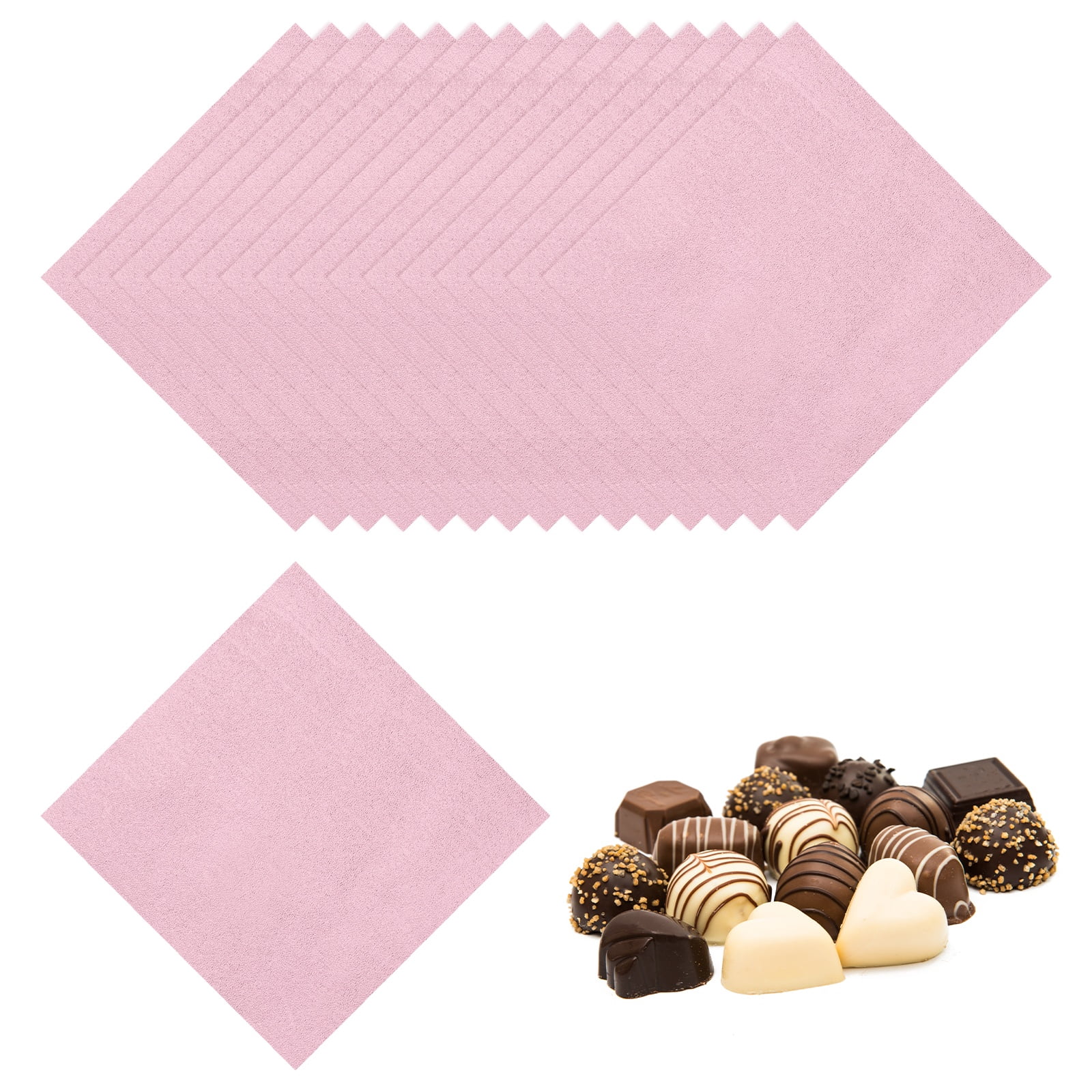 Uxcell 200 Pcs Candy Foil Wrappers, 7.87 x 7.87 Inch Aluminium Foil Chocolate Bar Square Wrappers for Tea Brownies DIY Packaging Wedding Party Decoration, Light Pink (Orange Peel)