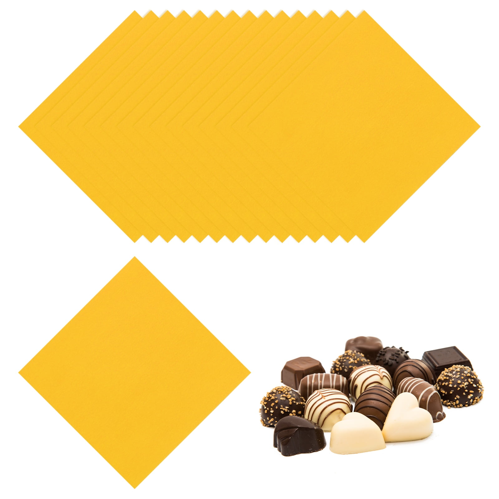 Uxcell 200 Pcs Candy Foil Wrappers, 7.87 x 7.87 Inch Aluminium Foil Chocolate Bar Square Wrappers for Tea Brownies DIY Packaging Wedding Party Decoration, Gold