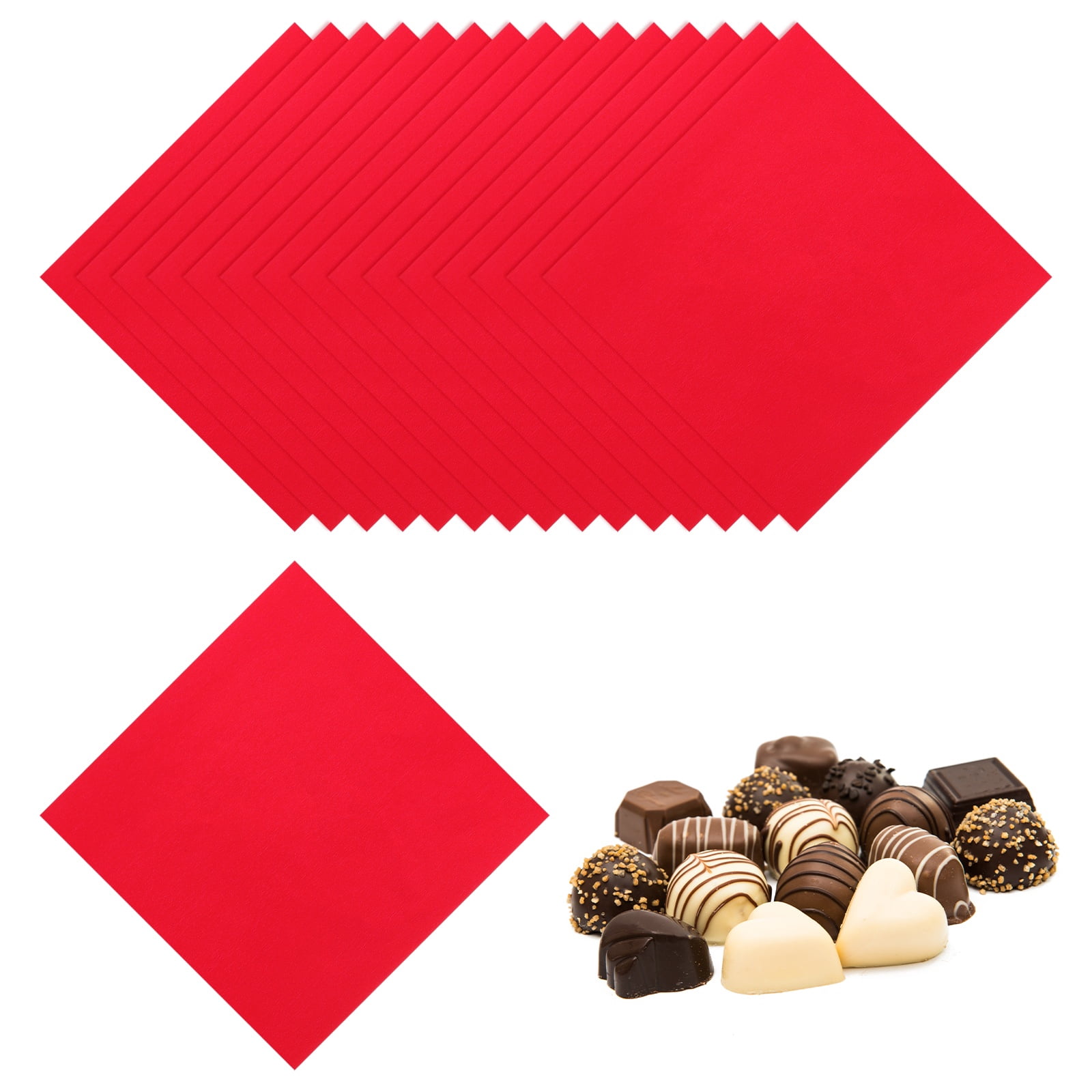Uxcell 200 Pcs Candy Foil Wrappers, 7.87 x 7.87 Inch Aluminium Foil Chocolate Bar Square Wrappers for Tea Brownies DIY Packaging Wedding Party Decoration, Red
