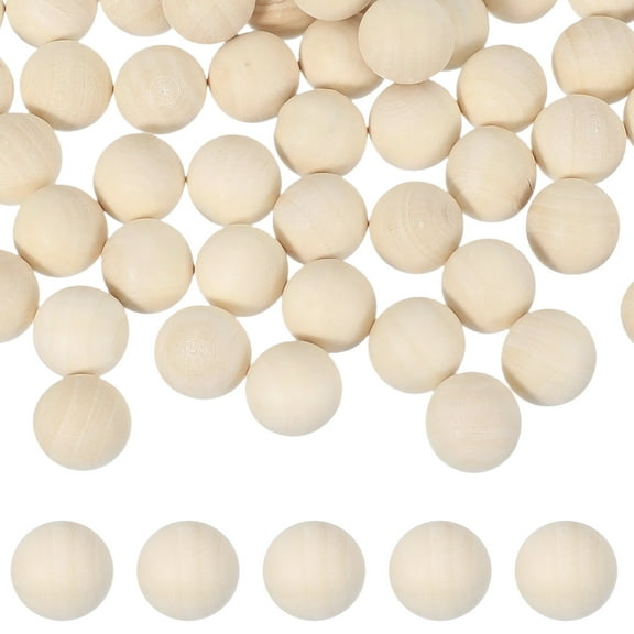Uxcell 100 Pcs Wooden Balls, 0.7 Inch(18mm) Unfinished Natural Split Wood Balls, Wooden Half Sphere for Paint DIY Crafts Art Projects Party Decoration, Wood Color