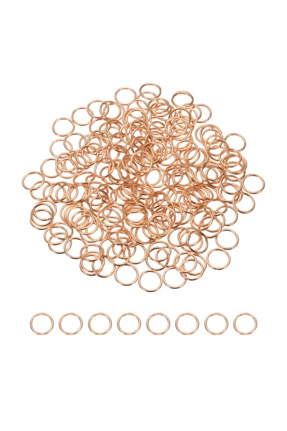 200 Pcs Open Jump Rings, 10mm Split Metal O Ring 1mm Thick Keychains Connector Ring for Jewelry Making DIY Necklaces Bracelet Earrings Craft Making, Rose Gold