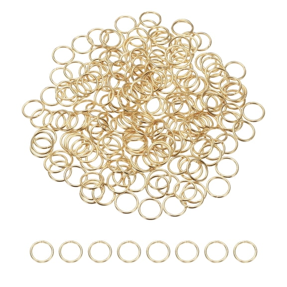 Uxcell 200 Pcs Open Jump Rings, 14mm Split Metal O Ring 1.2mm Thick Loop connector for Jewelry Making Keychains DIY Necklaces Bracelet Earrings Craft Making, K Gold