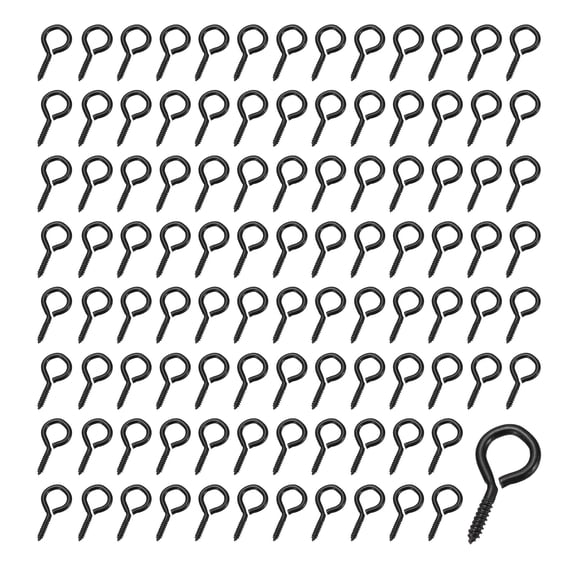 Uxcell 200 Pcs Screw Eyes, #1x3/4" Carbon Steel Zinc Plated Eyelet Screw Hooks, Small Self Tapping Eye Bolts for Hanging DIY Wood Artwork Pendants Indoor Outdoor, Black