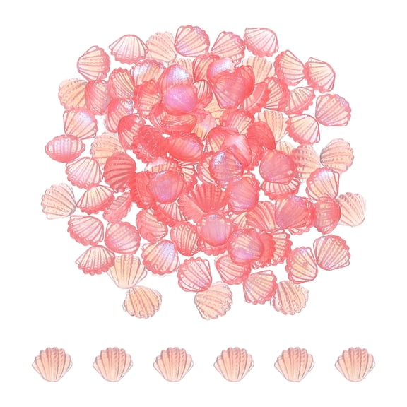 Uxcell 200 Pcs Shell Nail Charm, Cute Resin Shell Embellishments Mini 3D Clear Decoration Rhinestones Nail Art Supplies Phone Cases DIY Decoration for Women, Light Red
