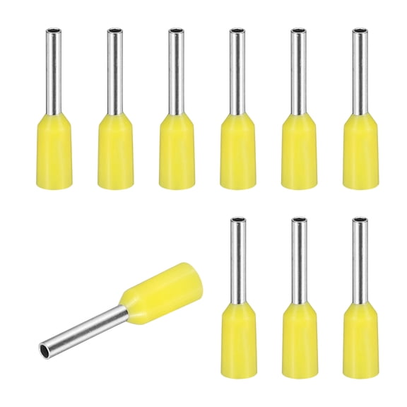Uxcell 200 Pcs Wire Ferrule Connectors VE0306 - 28AWG Crimp Copper Ferrules Terminals Connector Insulated Cord End Terminal for Electrical Projects Industrial Chemical Industry, Yellow