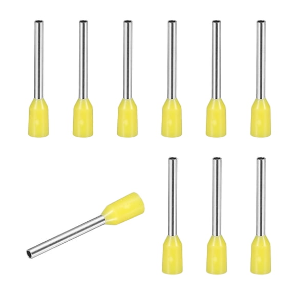 Uxcell 200 Pcs Wire Ferrule Connectors VE0310 - 28AWG Crimp Copper Ferrules Terminals Connector Insulated Cord End Terminal for Electrical Projects Industrial Chemical Industry, Yellow
