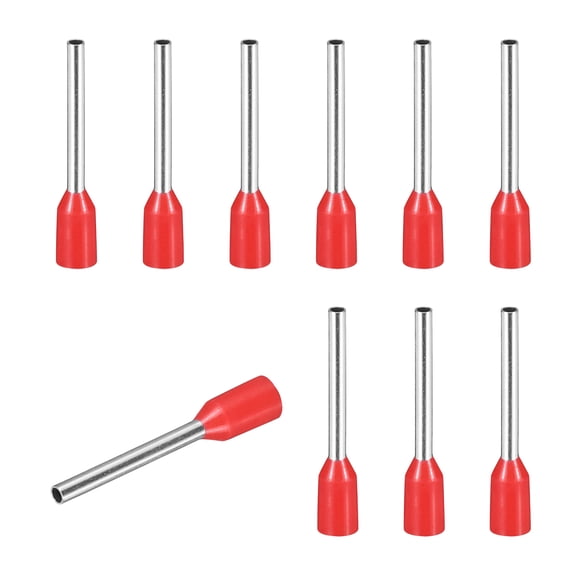 Uxcell 200 Pcs Wire Ferrule Connectors VE0310 - 28AWG Crimp Copper Ferrules Terminals Connector Insulated Cord End Terminal for Electrical Projects Industrial Chemical Industry, Red