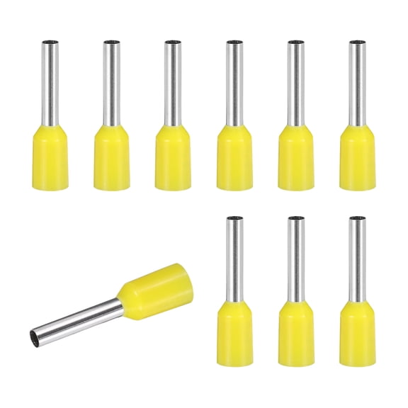 Uxcell 200 Pcs Wire Ferrule Connectors VE1510 - 16AWG Crimp Copper Ferrules Terminals Connector Insulated Cord End Terminal for Electrical Projects Industrial Chemical Industry, Yellow