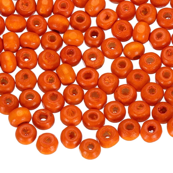 Uxcell 200 Pcs Wooden Beads Hair Braid Beads, Unfinished Natural Barrel Wood Spacer Beads for Crafts Hair DIY Macrame Jewelry Making, Orange (5 x 6mm, 2mm Hole)
