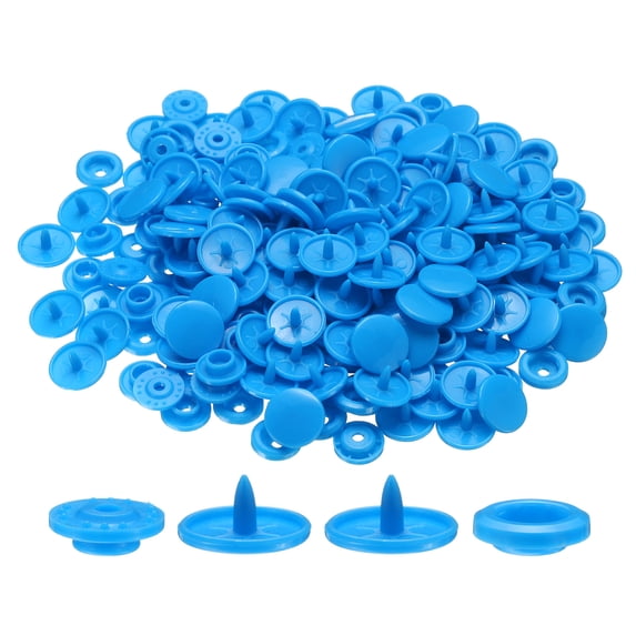 Uxcell 200 Set Plastic Snaps T5 Round Resin No-Sew Button Fasteners Kit for Clothing Sewing, Red