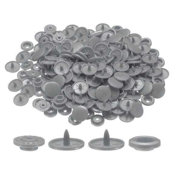Uxcell 200 Set Plastic Snaps T5 Round Resin No-Sew Button Fasteners Kit for Clothing Sewing, Red