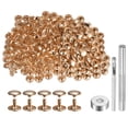 thumbnail image 1 of Uxcell 200 Sets Leather Rivets 12mm x 10mm Metal with 3 Setter Tools for Craft, Light Gold Tone, 1 of 6