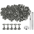 thumbnail image 1 of Uxcell 200 Sets Leather Rivets 8mm x 6mm Metal with 3 Setter Tools for Craft, Gunmetal, 1 of 6