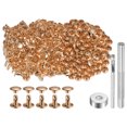 thumbnail image 1 of Uxcell 200 Sets Leather Rivets 8mm x 8mm Metal with 3 Setter Tools for Craft, Light Gold Tone, 1 of 6