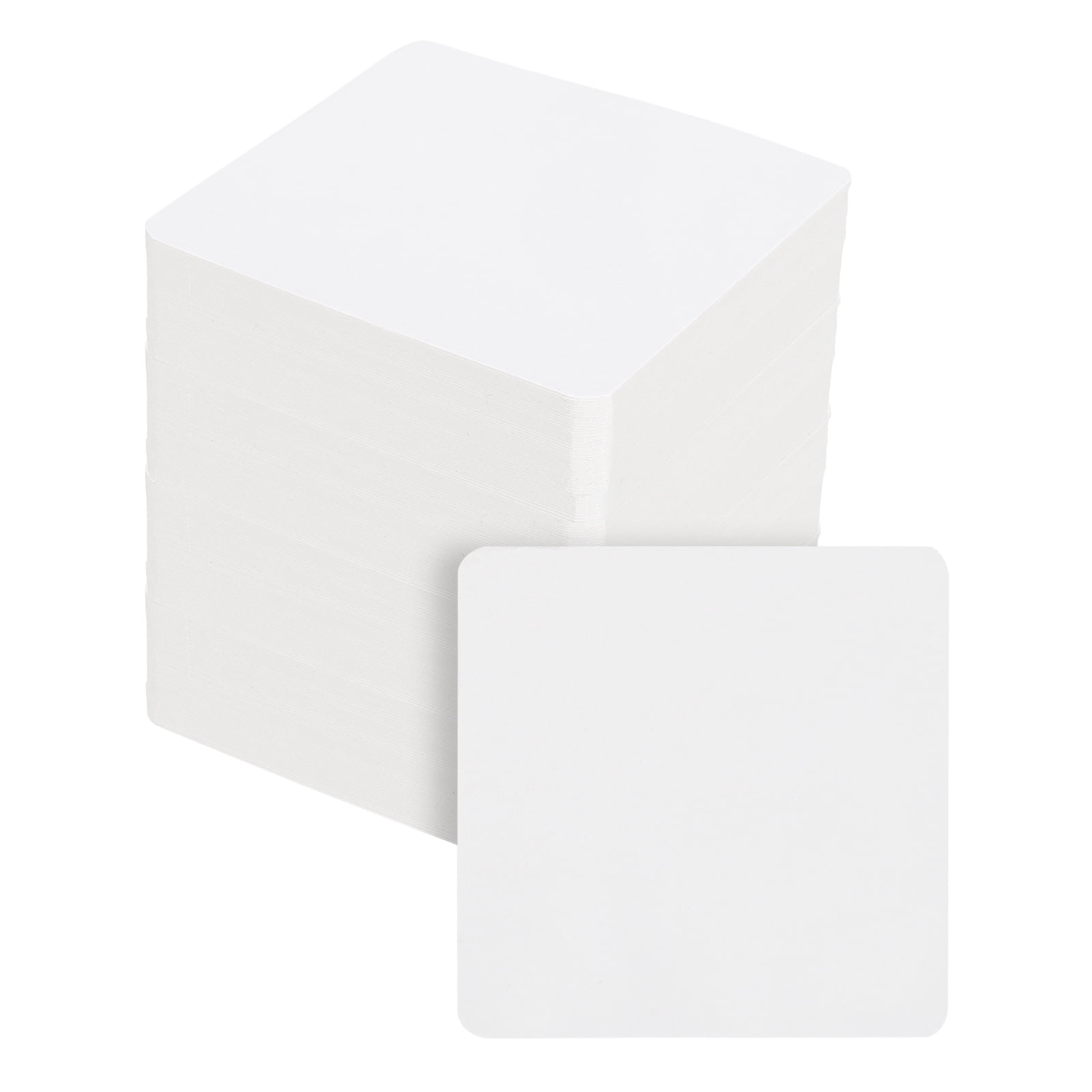 Uxcell 200 Sheets Blank Index Cards, 3.1"x3.1" Double Sided Thick Cardstock 350gsm Rounded Corner Study Flash Cards for Learning Playing Note Gift Tags DIY Paper Crafts, White