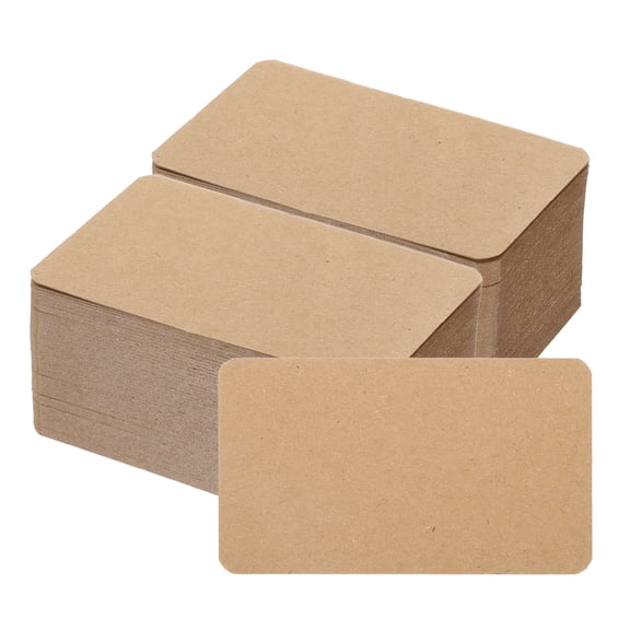 Uxcell 200 Sheets Small Blank Cards, 2.1"x 3.5" Double Sided Thick Cardstock 350gsm Cardstock Rounded Corner Index Card for DIY Thank You Greeting Gift Tags Paper Crafts, Brown