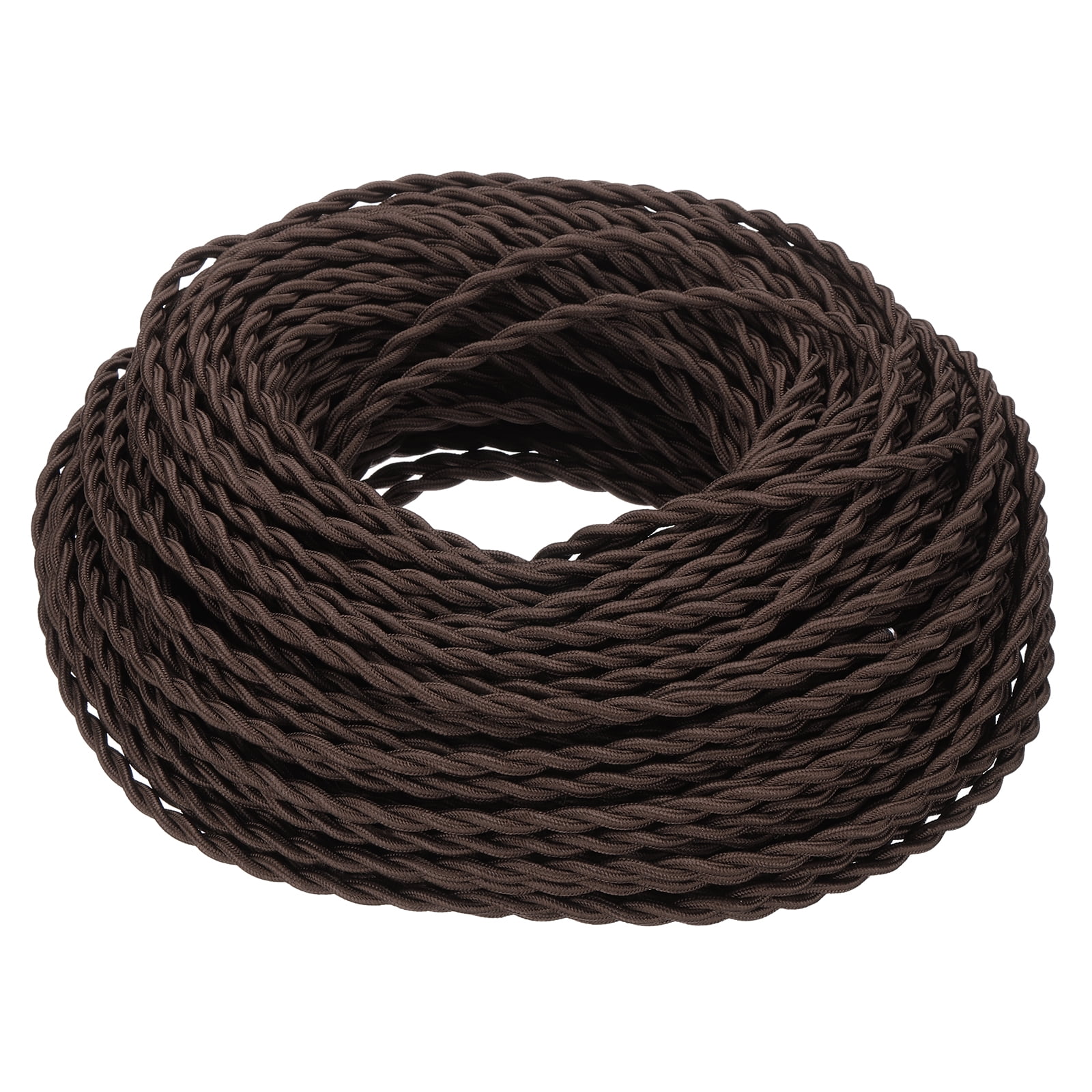 Cloth Conductor Uxcell 200 ft 18AWG 2-Conductor Twisted Cloth Covered Wire, Dark Brown ...