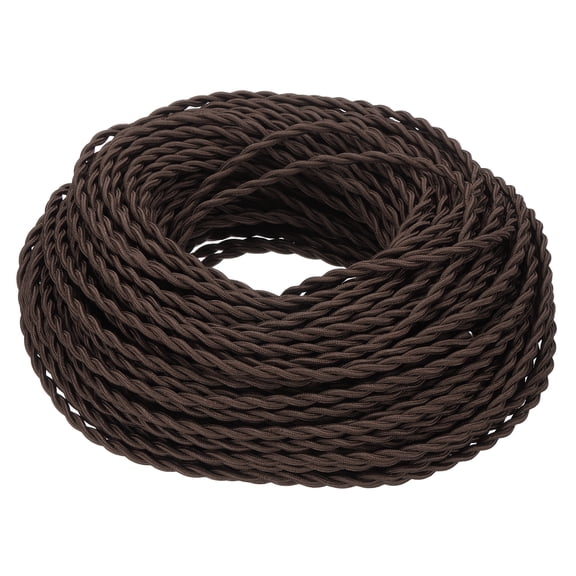 Uxcell 200 ft 18AWG 2-Conductor Twisted Cloth Covered Wire, Dark Brown